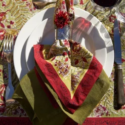 Couleur Nature Place Settings & Linens|French Tablecloth Winter Garden Wreath Red & Green