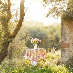 Couleur Nature Place Settings & Linens|French Tablecloth Wisteria Green & Pink