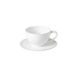 Costa Nova Dinnerware|Friso Collection Teacups & Saucers in White, Set of 6