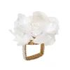 Kim Seybert Place Settings & Linens|Gardenia Napkin Ring in White, Set of 4