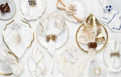 Kim Seybert Place Settings & Linens|Gardenia Napkin Ring in White, Set of 4