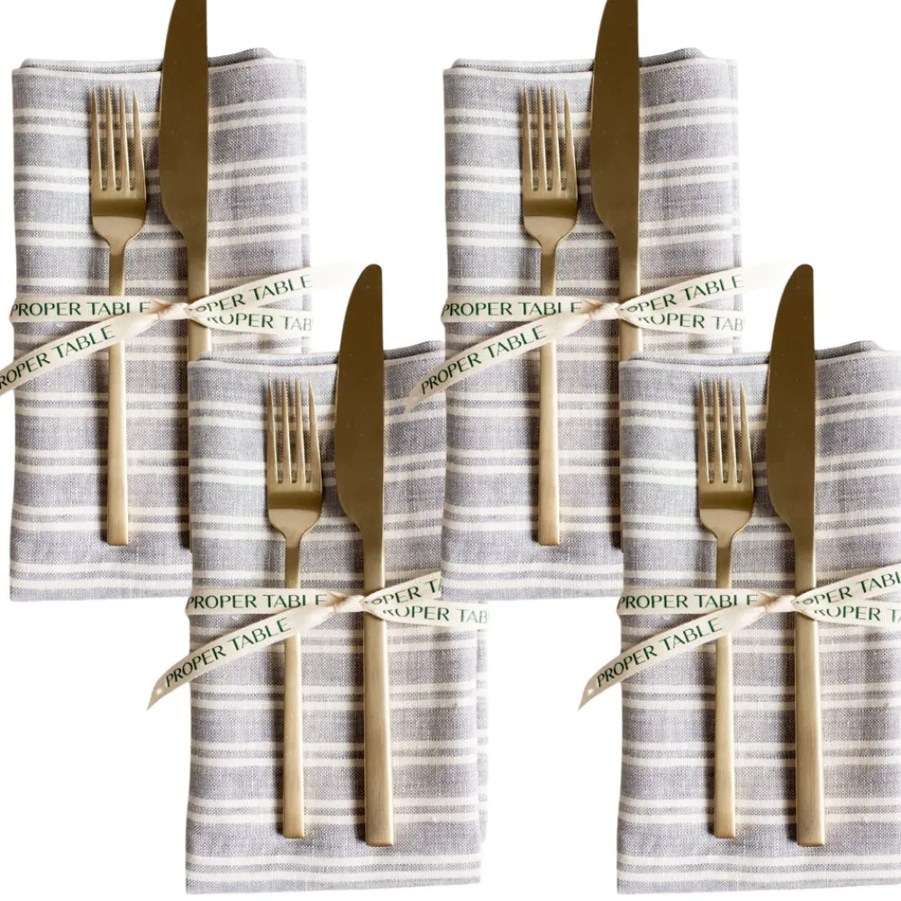 Proper Table Co. Place Settings & Linens|George Gray Stripe Napkin Set