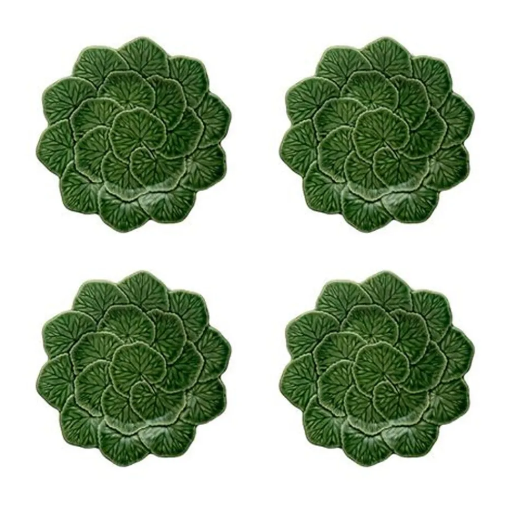 Bordallo Pinheiro Dinnerware|Geranium Dessert Plate 22", Set of 4