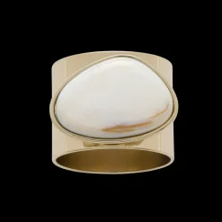 Joanna Buchanan Place Settings & Linens|Gilt Edge Shell Napkin Rings, Mother of Pearl, Set of Two