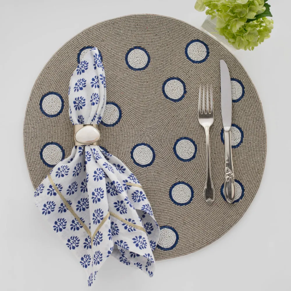 Joanna Buchanan Place Settings & Linens|Gilt Edge Shell Napkin Rings, Mother of Pearl, Set of Two