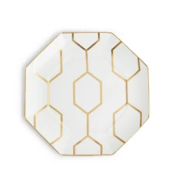 Wedgwood Dinnerware|Gio Gold Accent Plate Octagonal 9.1" in White