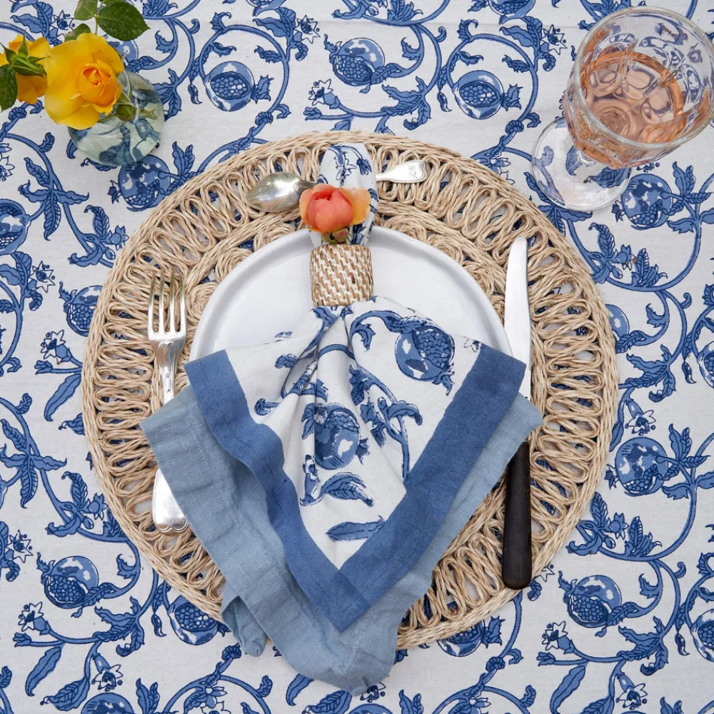 Couleur Nature Place Settings & Linens|Granada Cornflower Napkins in Blue, Set of 6