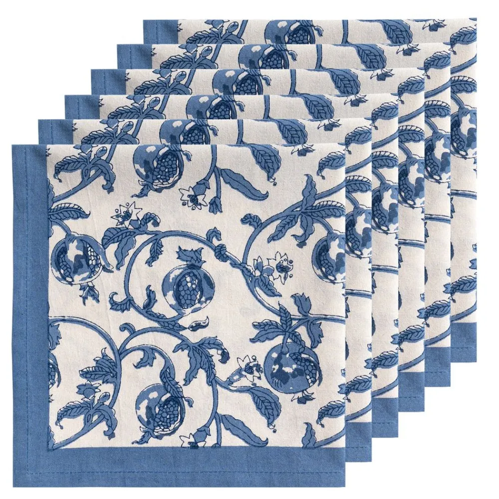 Couleur Nature Place Settings & Linens|Granada Cornflower Napkins in Blue, Set of 6