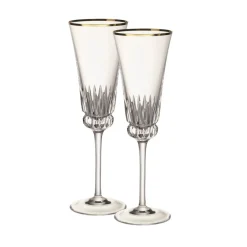 Villeroy & Boch Glassware|Grand Royal Gold Flute Pair in Clear & Gold