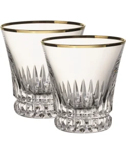 Villeroy & Boch Glassware|Grand Royal Gold Old Fashioned Pair in Clear & Gold