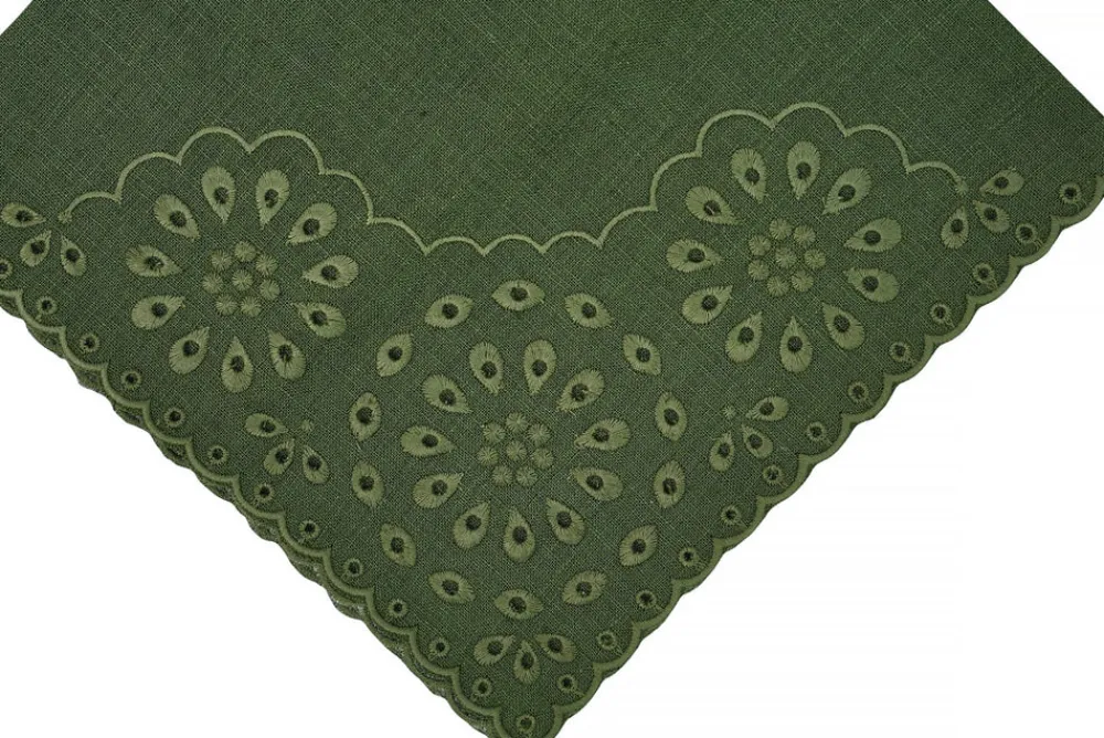 Chefanie Place Settings & Linens|Green Eyelet Dinner Napkins, Set of 4