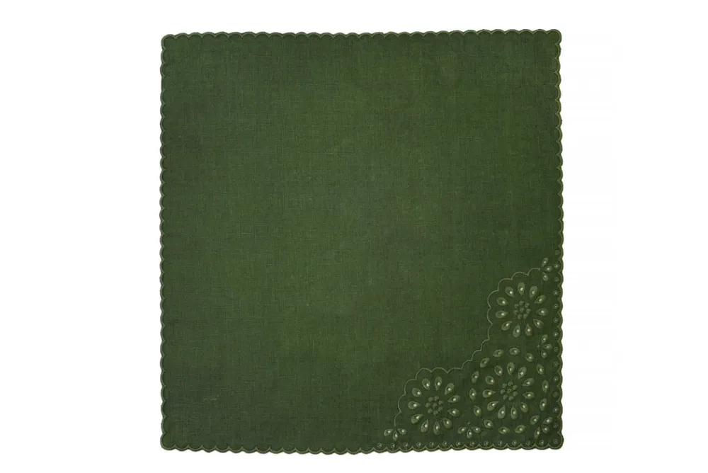 Chefanie Place Settings & Linens|Green Eyelet Dinner Napkins, Set of 4