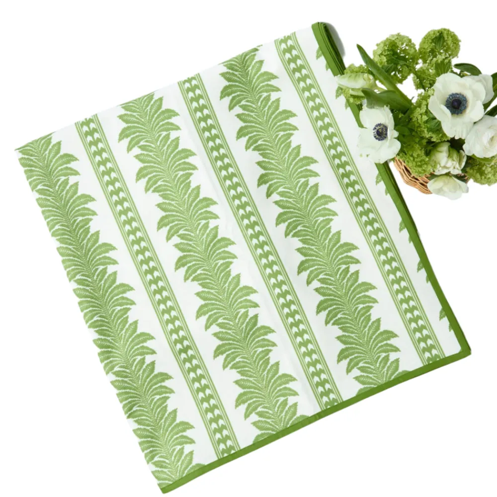 Mrs. Alice Place Settings & Linens|Green Fern Stripe Tablecloth
