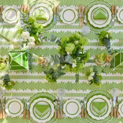 Mrs. Alice Place Settings & Linens|Green Fern Stripe Tablecloth