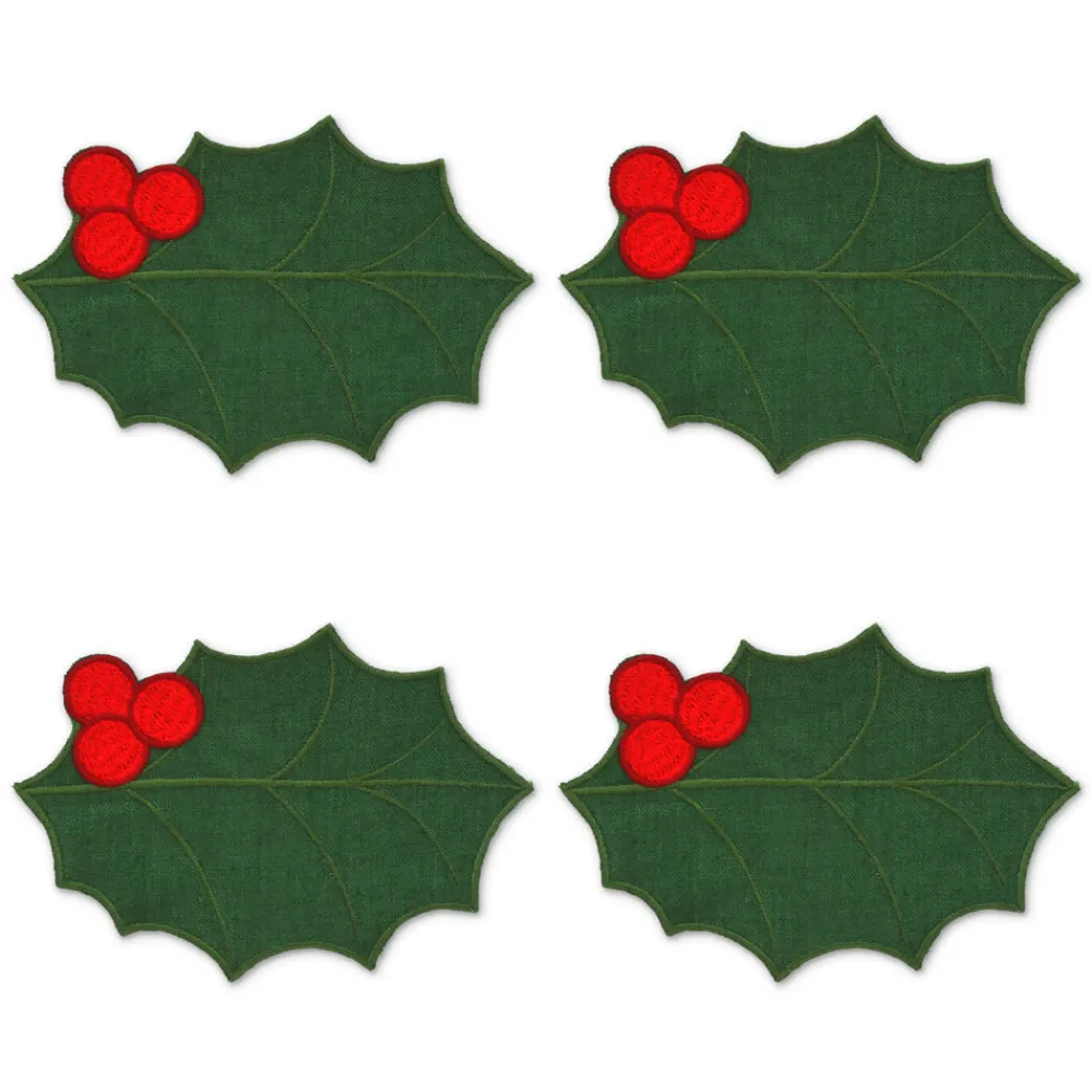 Chefanie Place Settings & Linens|Green Holly Leaf Cocktail Napkins, Set of 4