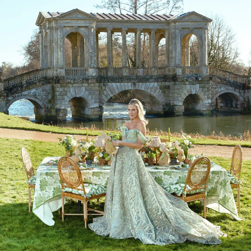 Mrs. Alice Place Settings & Linens|Green Lady Isabella's Garden Tablecloth