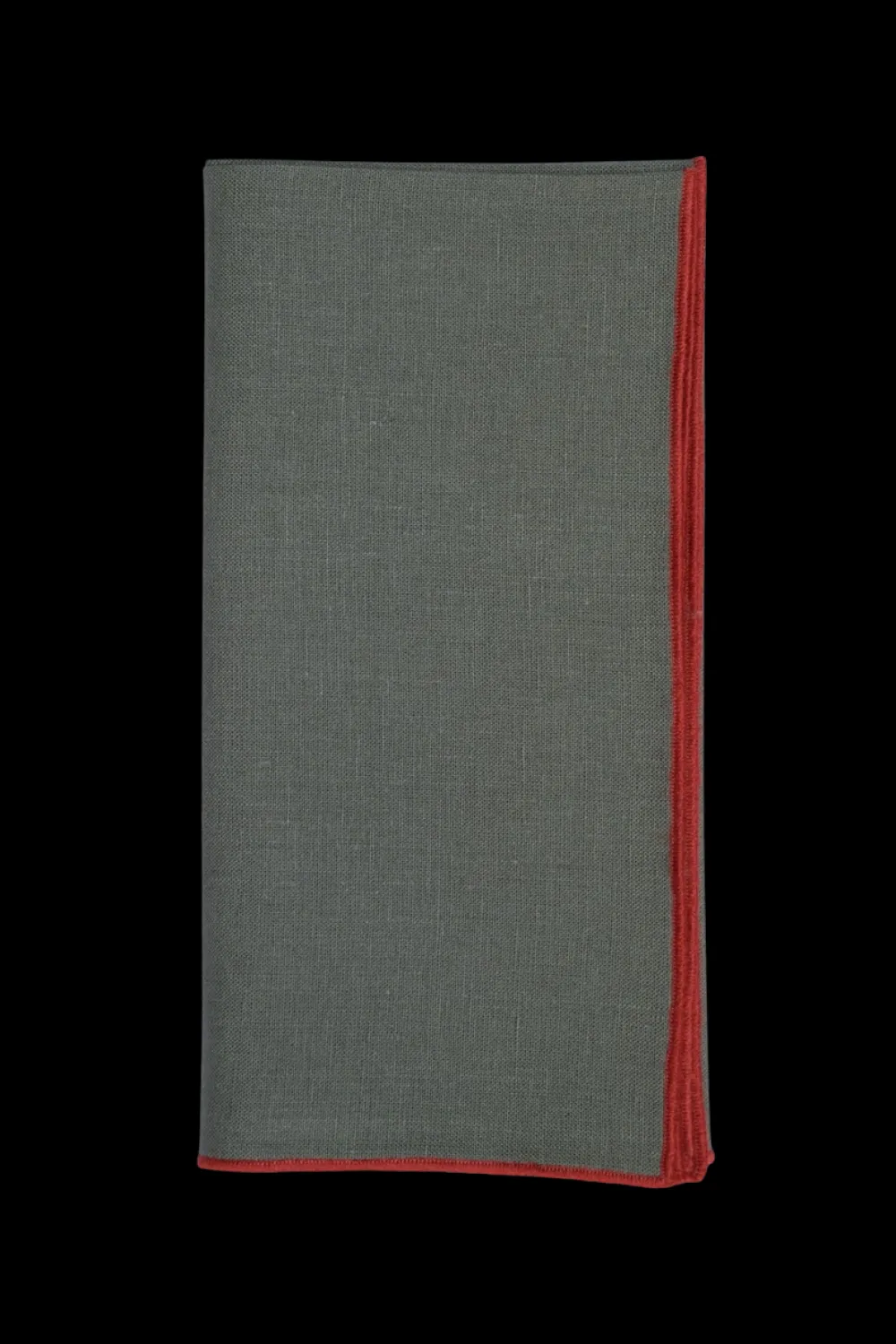 TriChi Design Place Settings & Linens|Green Napkin with Orange Small Trim, Set of 4