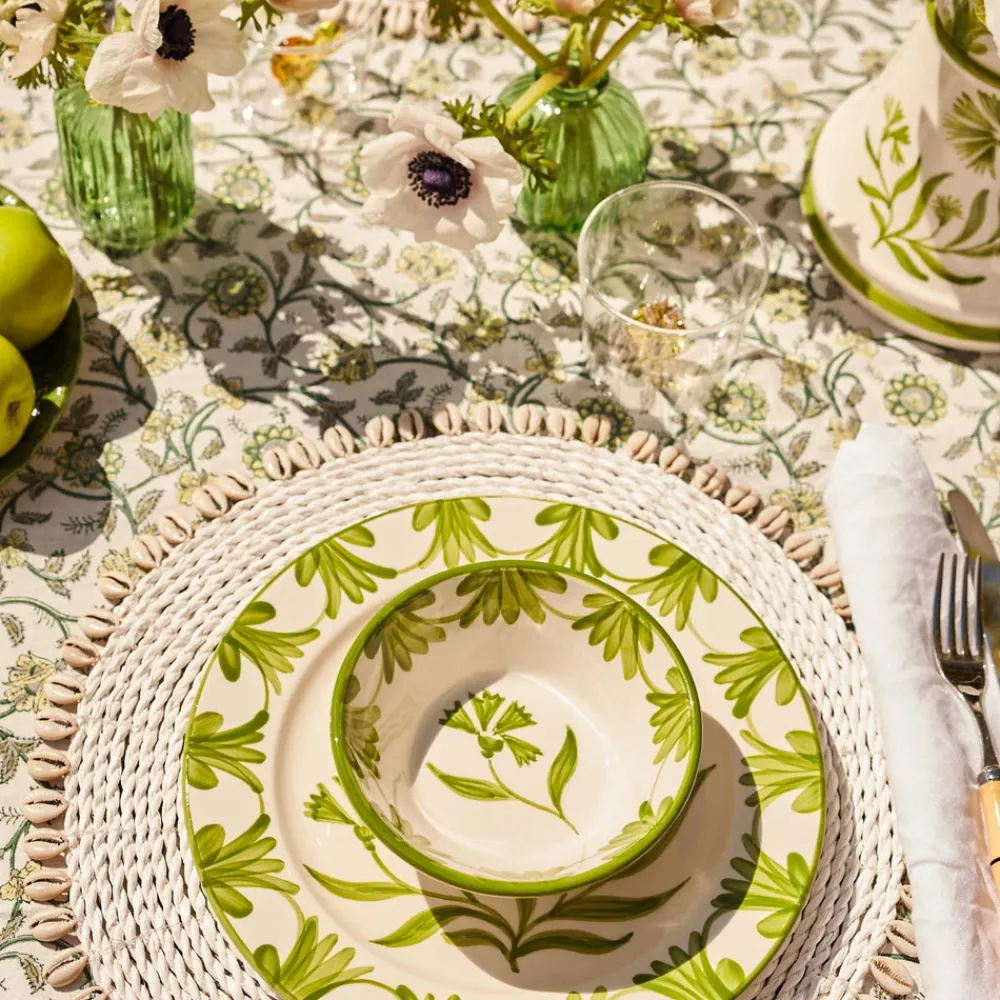 Maison Margaux Place Settings & Linens|Green Petals Tablecloth