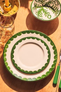 Late Afternoon Dinnerware|Green Scallop Side Plate