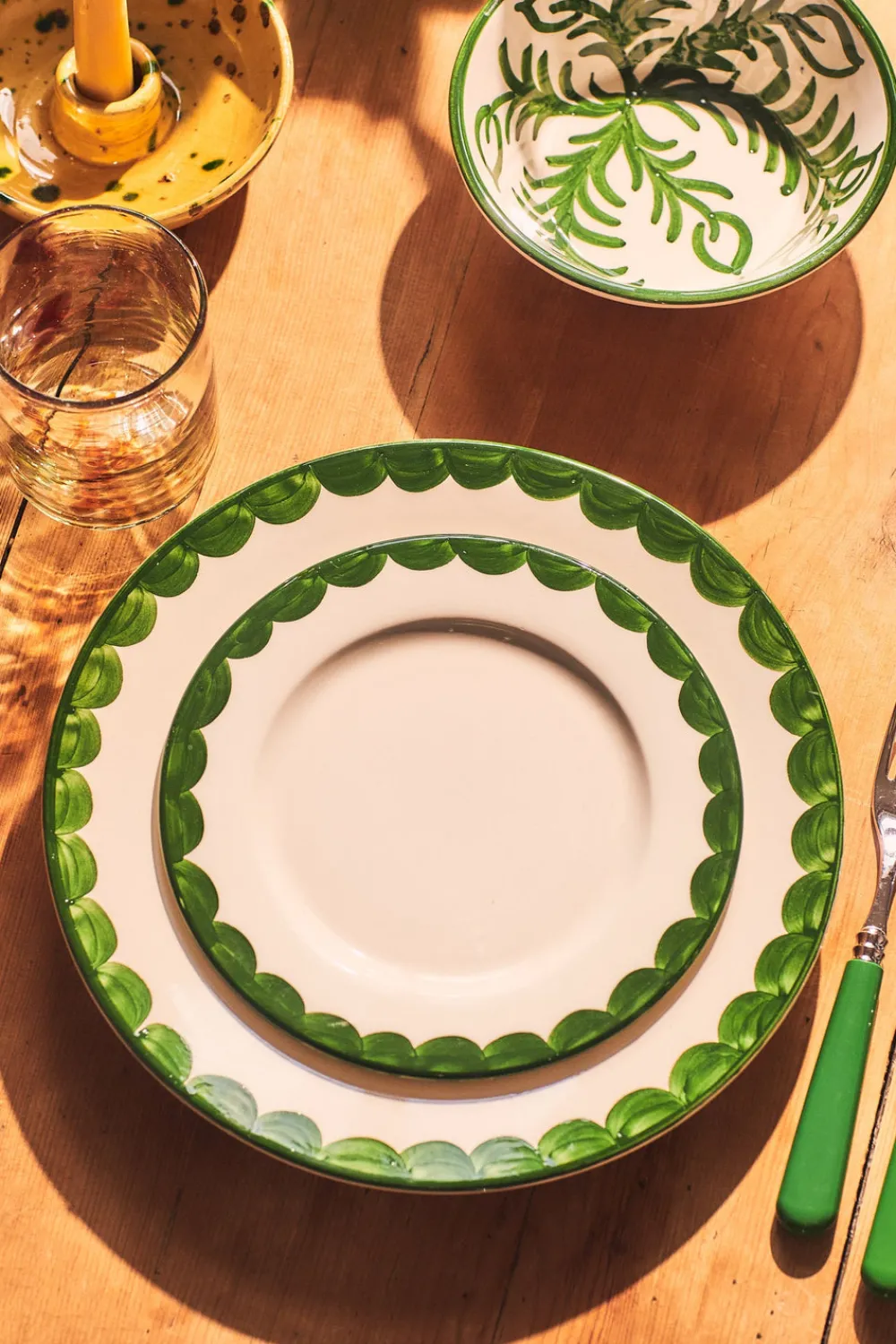 Late Afternoon Dinnerware|Green Scallop Side Plate