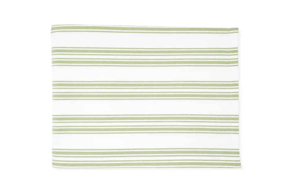 TriChi Design Place Settings & Linens|Green Stripe Cotton Tablecloth