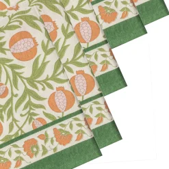 Couleur Nature Place Settings & Linens|Grenadine Orange & Green Napkins, Set of 6
