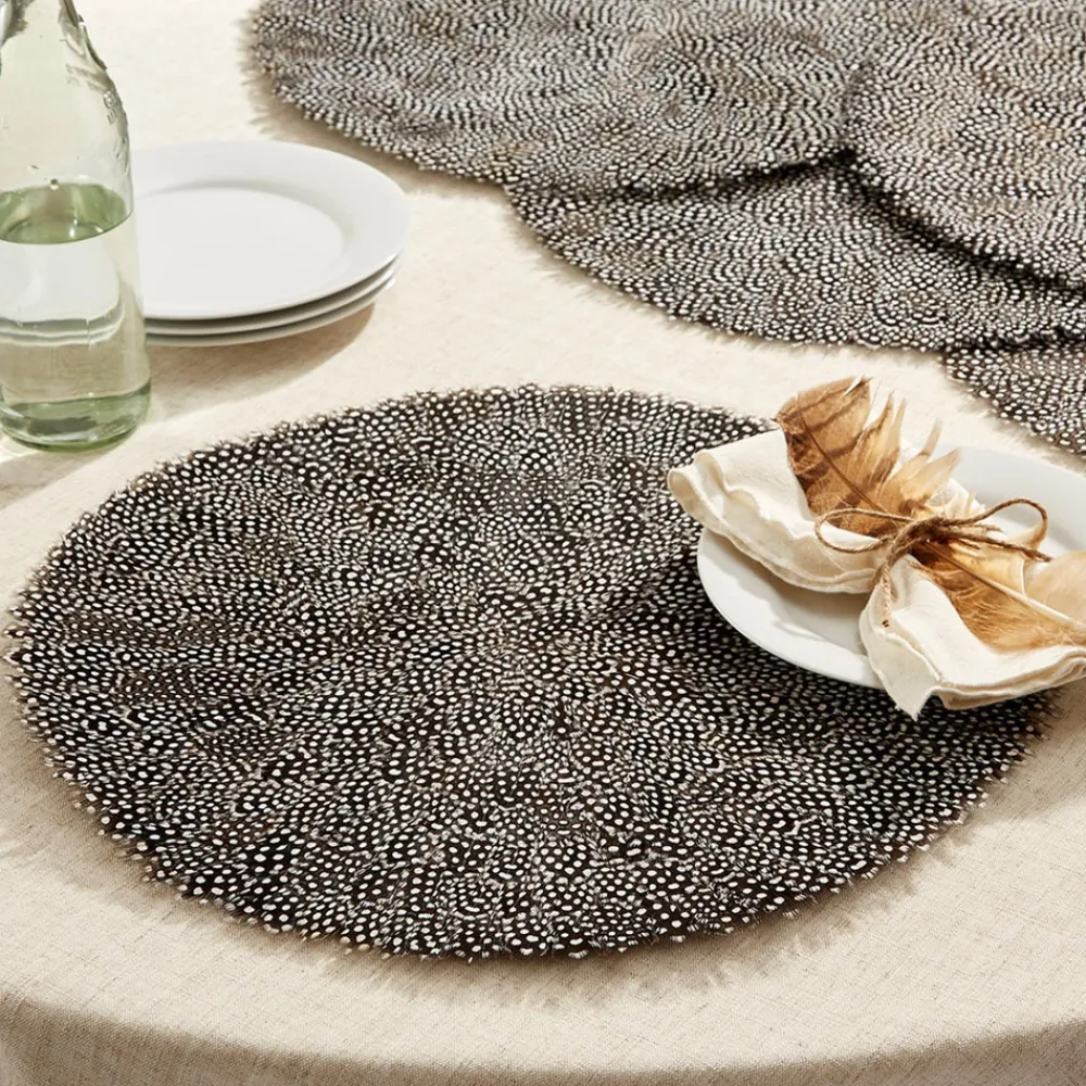 Two's Company Place Settings & Linens|Guinea Feather Placemats, Set of 6