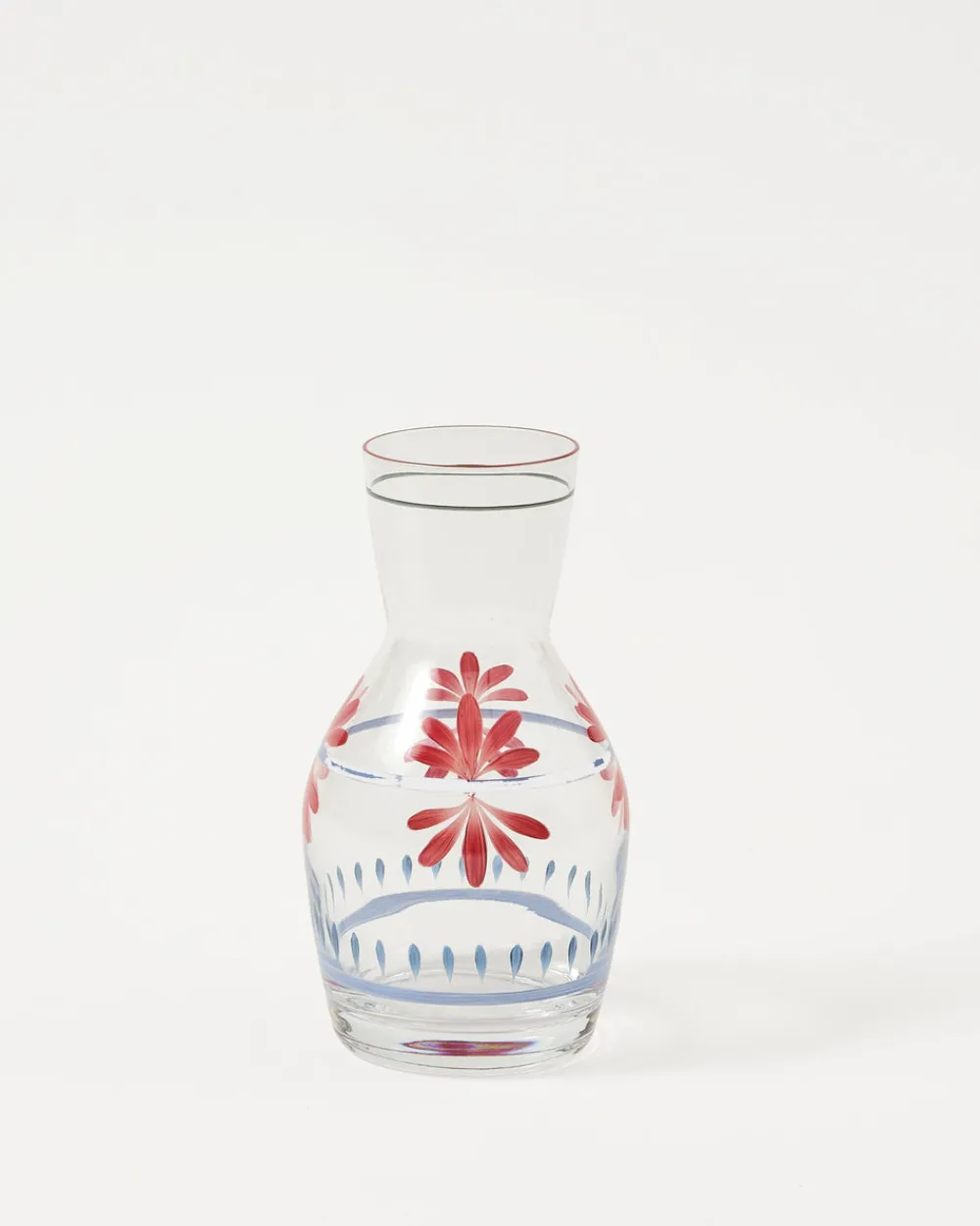 Cabana Glassware|Hand Painted Carafe, Blue and Red