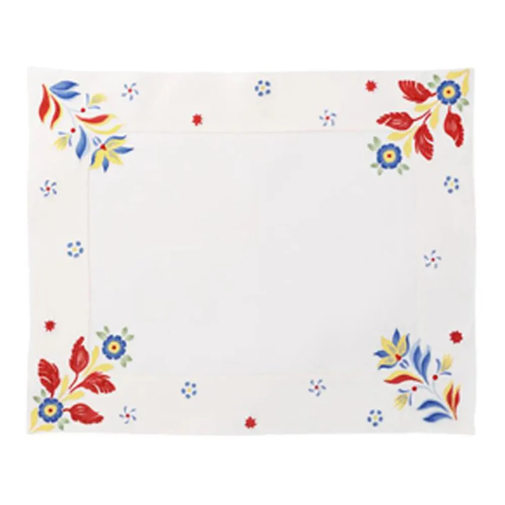 Cabana Place Settings & Linens|Hand-Embroidered Floral Placemats in Red Multi, Set of Two