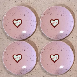 Caitlin Rounds Antiques Dinnerware|Hand-painted Custom Heart Initial Tiny Plates, Set of 4