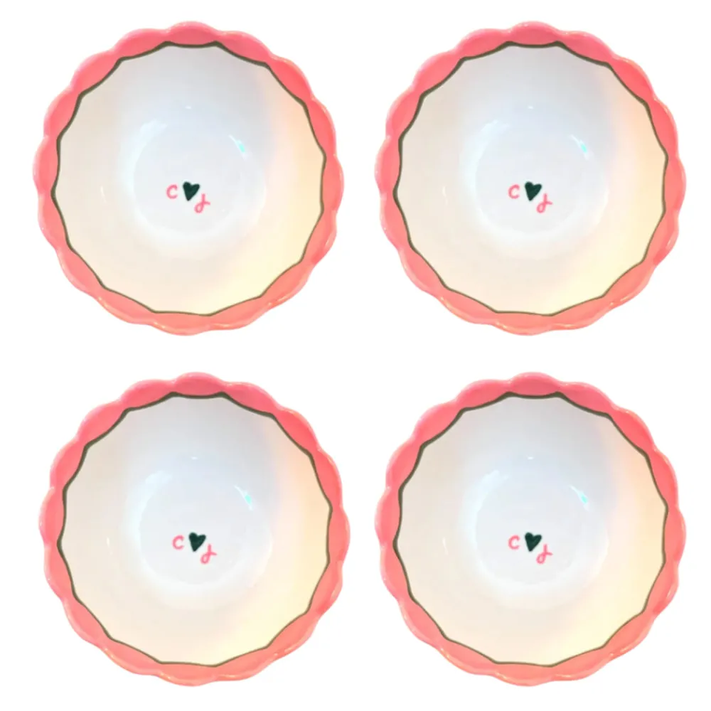 Caitlin Rounds Antiques Dinnerware|Hand-painted Custom Initial Bowls, Set of 4