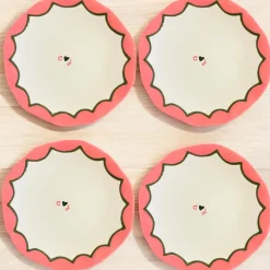 Caitlin Rounds Antiques Dinnerware|Hand-painted Custom Initial Casual Dinner Plates, Set of 4