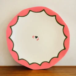 Caitlin Rounds Antiques Dinnerware|Hand-painted Custom Initial Casual Dinner Plates, Set of 4