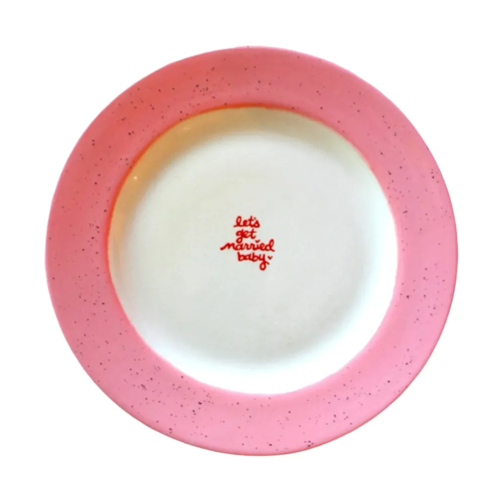 Caitlin Rounds Antiques Dinnerware|Hand-painted “Get Married Baby” Cake Plate