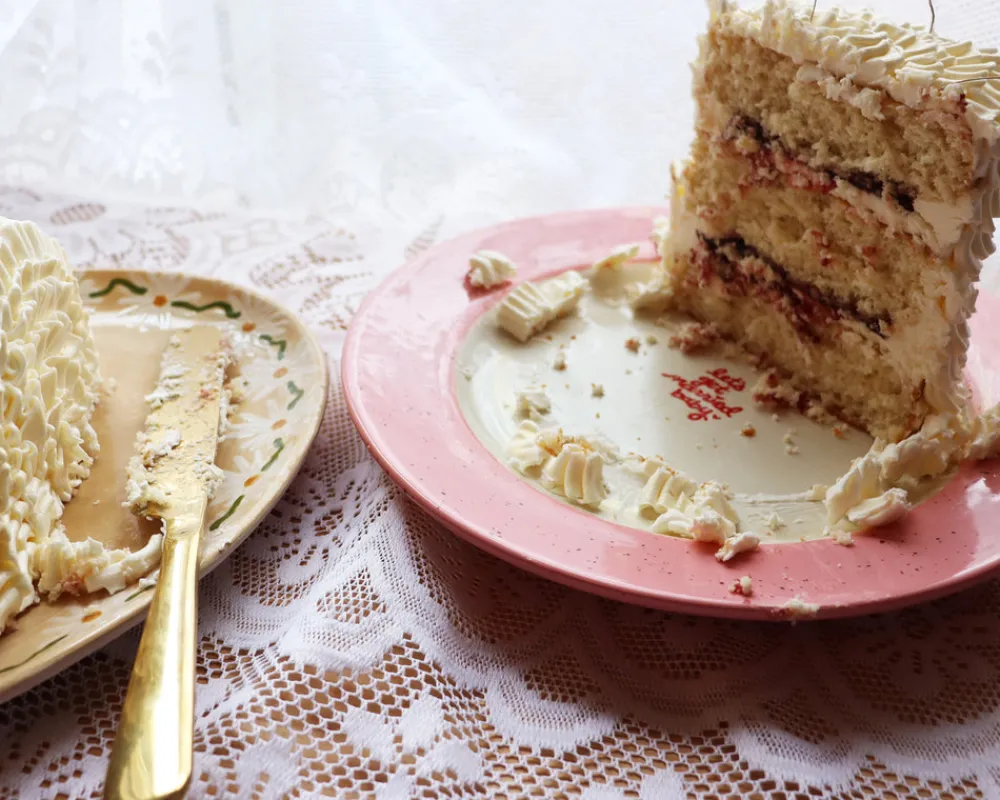 Caitlin Rounds Antiques Dinnerware|Hand-painted “Get Married Baby” Cake Plate