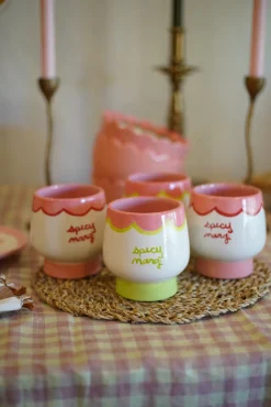 Caitlin Rounds Antiques Glassware|Hand-painted “Spicy Marg” Cups, Set of 2