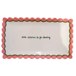 Caitlin Rounds Antiques Dinnerware|Hand-painted “This Kitchen is for Dancing” Scalloped Tray