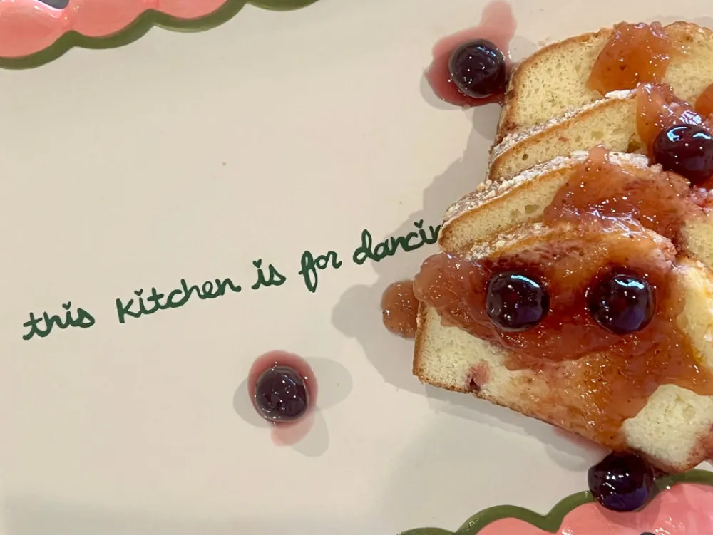 Caitlin Rounds Antiques Dinnerware|Hand-painted “This Kitchen is for Dancing” Scalloped Tray