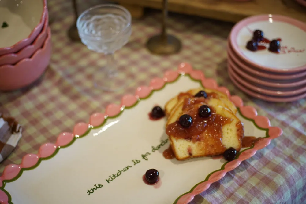 Caitlin Rounds Antiques Dinnerware|Hand-painted “This Kitchen is for Dancing” Scalloped Tray