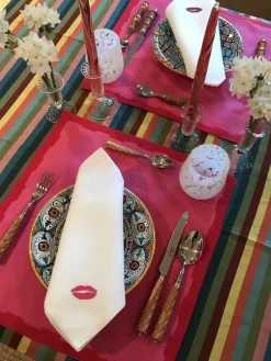 Elizabeth Lake Place Settings & Linens|Hanover Placemats in Pink and Red, Set of 2