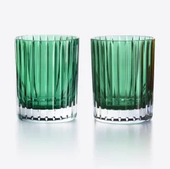 Baccarat Glassware|Harmonie Double Old Fashion Tumbler, Green Set of 2
