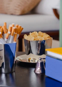 Esencial Hogar Dinnerware|Hexagon Silver-Plated Nut Bowl & Saucer