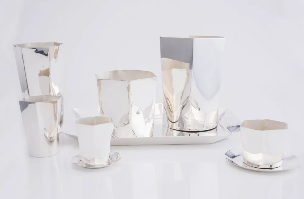 Esencial Hogar Dinnerware|Hexagon Silver-Plated Nut Bowl & Saucer