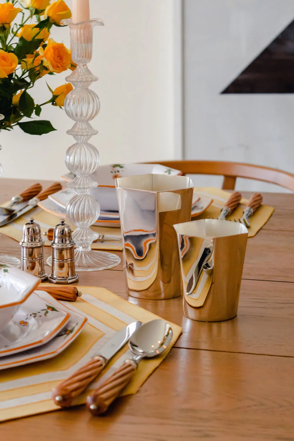 Esencial Hogar Glassware|Hexagon Silver-Plated Small Tumbler