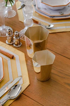 Esencial Hogar Glassware|Hexagon Silver-Plated Small Tumbler