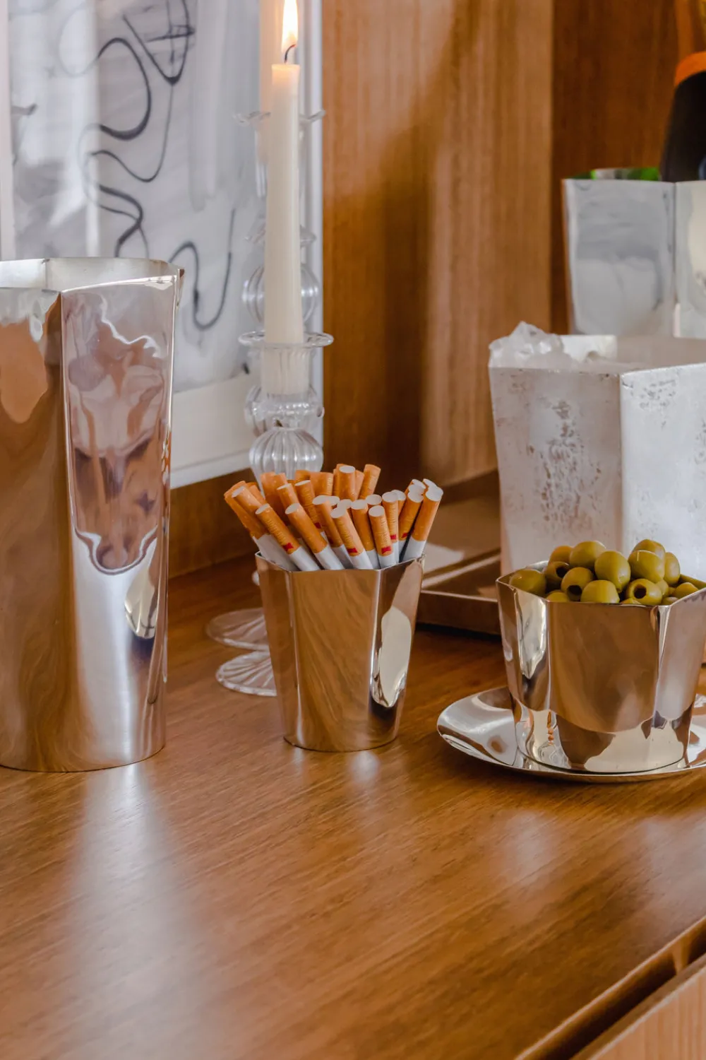 Esencial Hogar Glassware|Hexagon Silver-Plated Small Tumbler