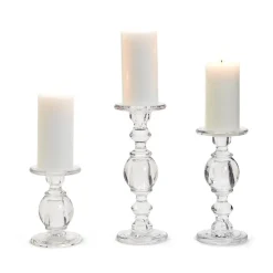 Two's Company Candles|High-Glass Pedestal Candleholders, Set of 3