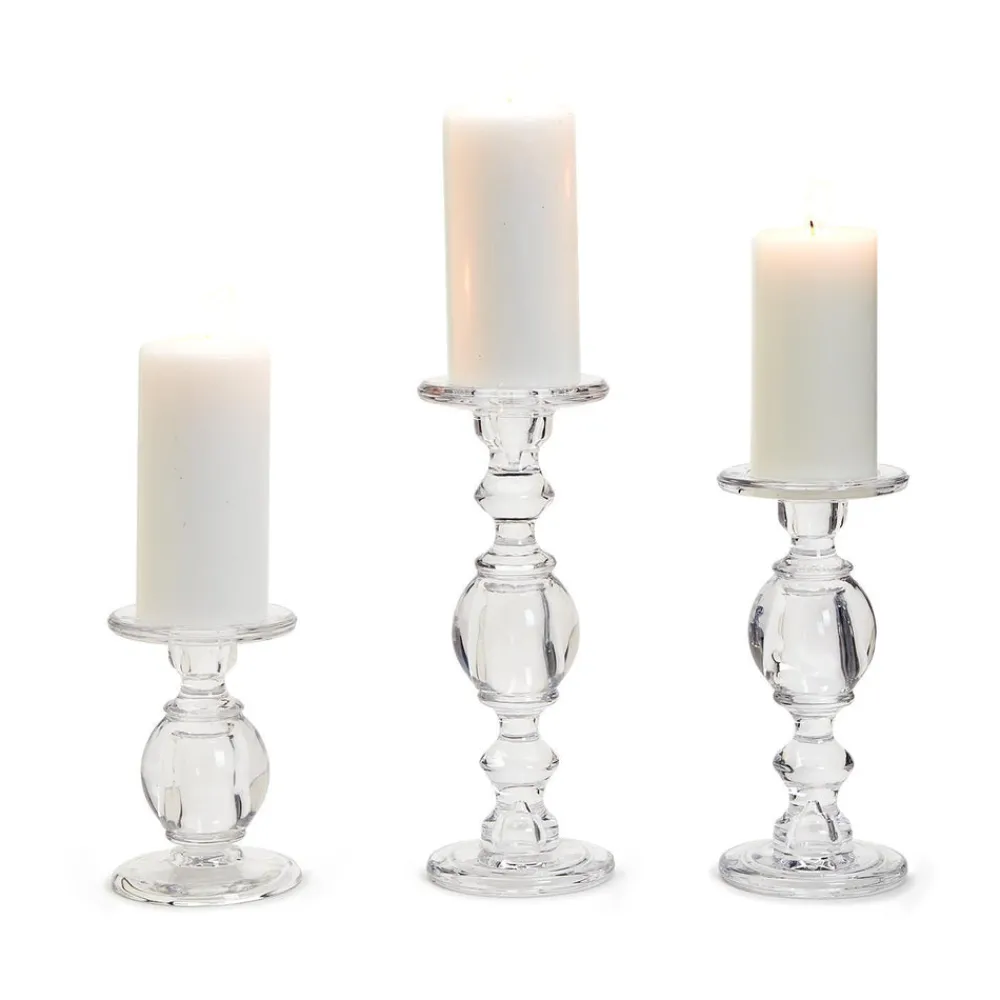 Two's Company Candles|High-Glass Pedestal Candleholders, Set of 3