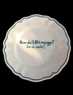 Sveva's Home Dinnerware|How Do I Like My Eggs? In a Cake Scalloped Plate, Set of 6