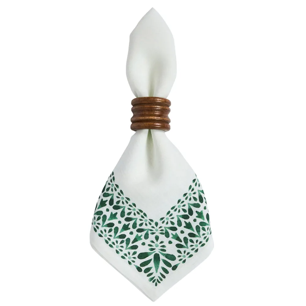 Juliska Place Settings & Linens|Iberian Border Napkin in Evergreen, Set of 4